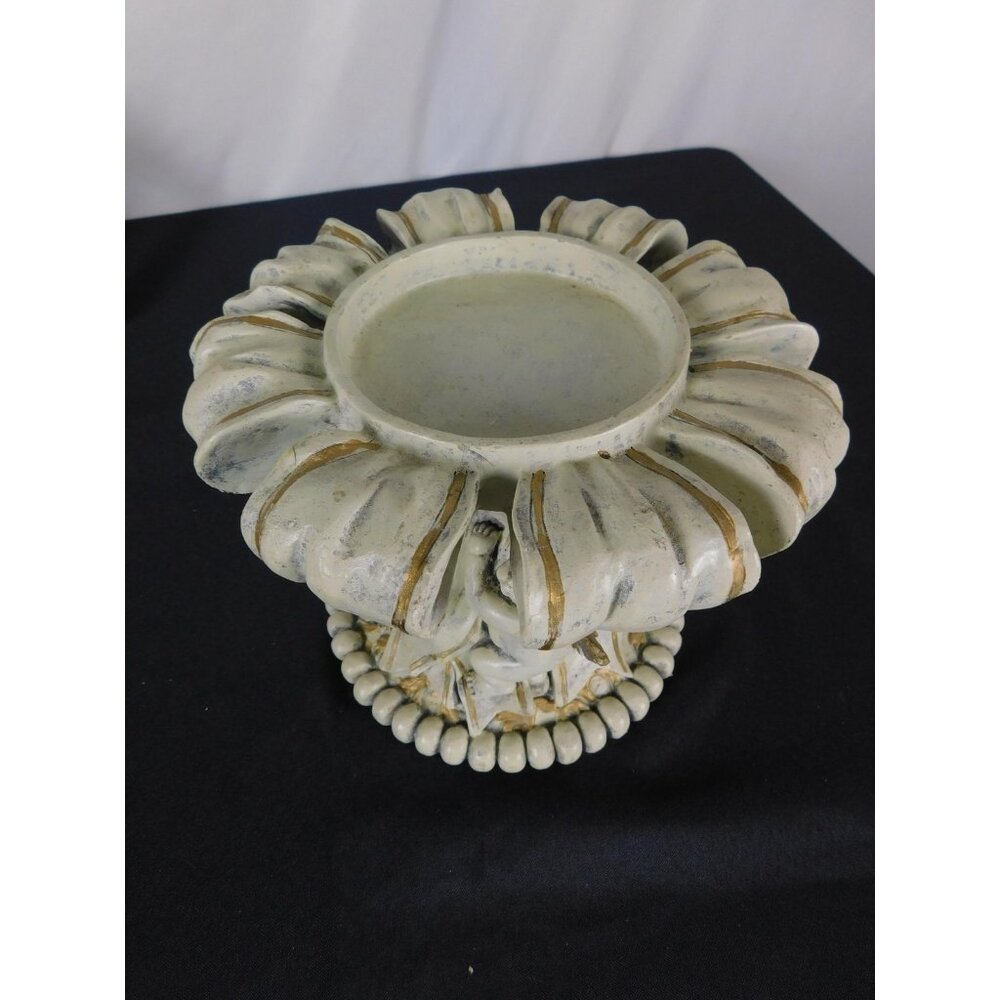 Baroque Cherub Compote Bowl 8" Gold Resin Pedestal - Picture 8 of 11